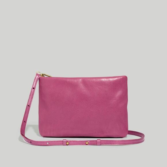 NWT Madewell The Puffer Leather Crossbody Bag Warm Violet Pink - Picture 1 of 6